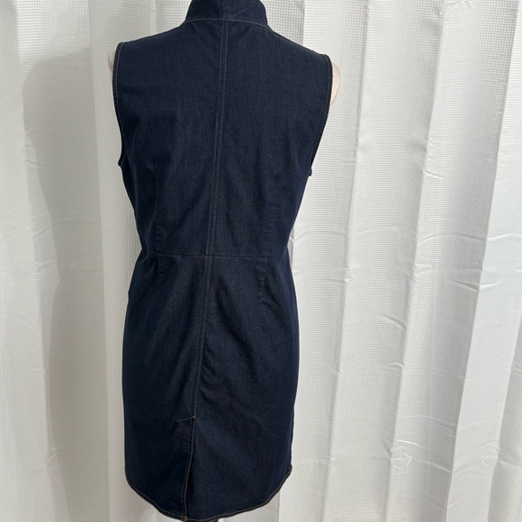 Chico's Sleeveless Concealed Full Front Button Denim Midi Vest Dress Blue Size 1 - Picture 8 of 8